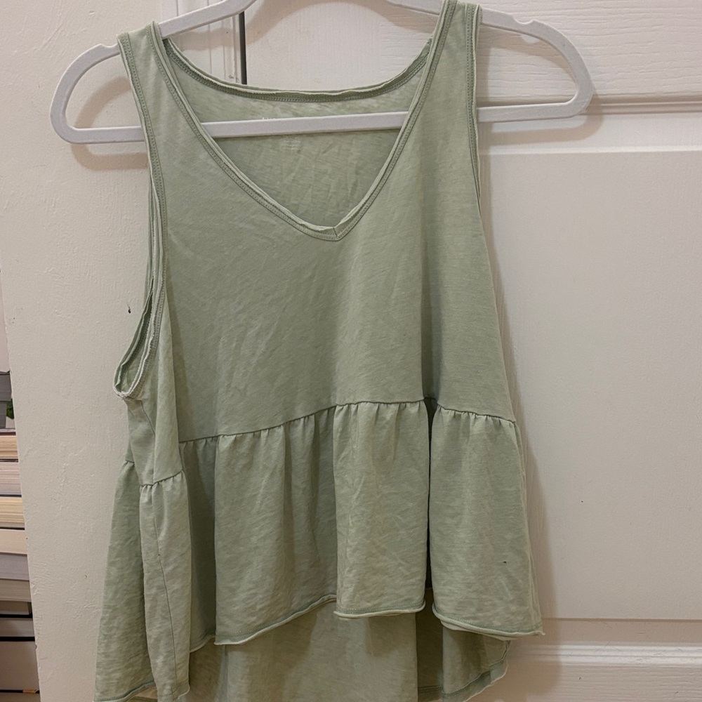 American Eagle Outfitters Light Green Peplum Tank Top